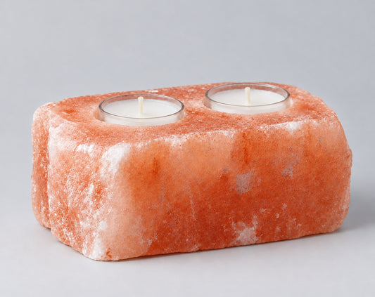 Natural Salt Candle Holder - 2 holes