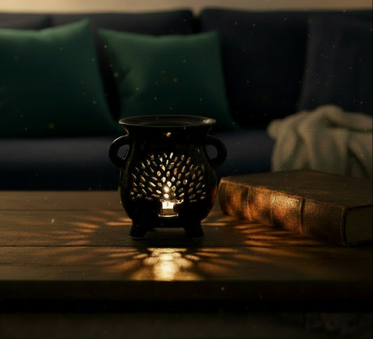 Cauldron Oil Burner - Tree of Life - Black