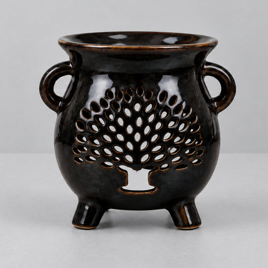 Cauldron Oil Burner - Tree of Life - Black