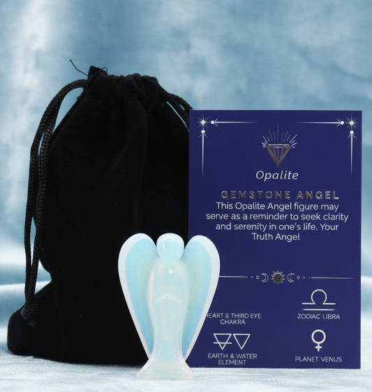 Hand Carved Gemstone Angel - Opalite