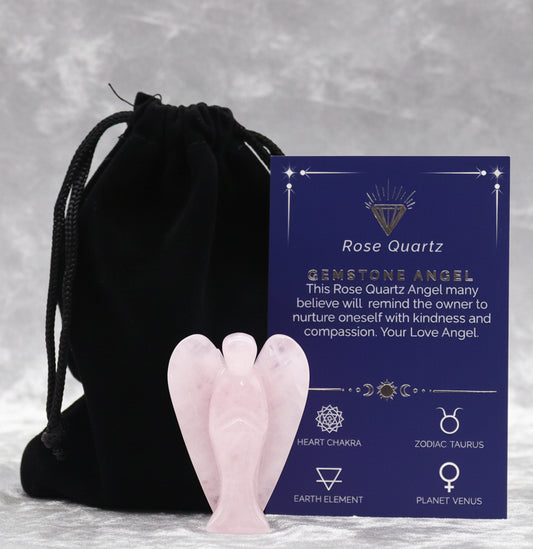 Gemstone Carved Angel - Rose Quartz