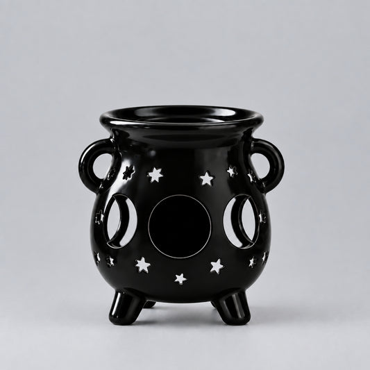 Cauldron Oil Burner - Moon Phase - Black