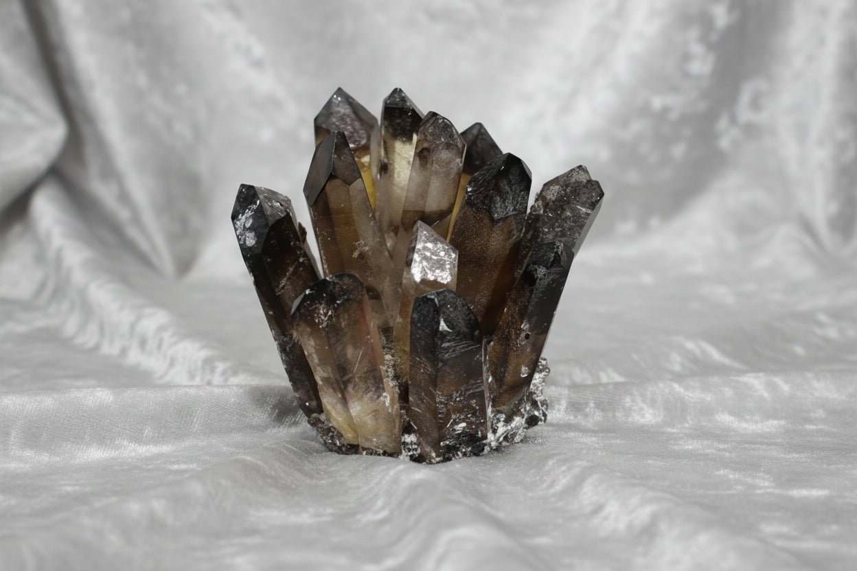 Crafted Quartz Cluster - Smoky Ghost Quartz