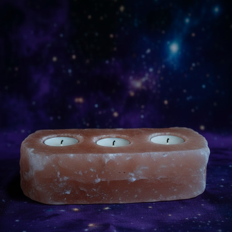 Natural Salt Candle Holder - 3 holes