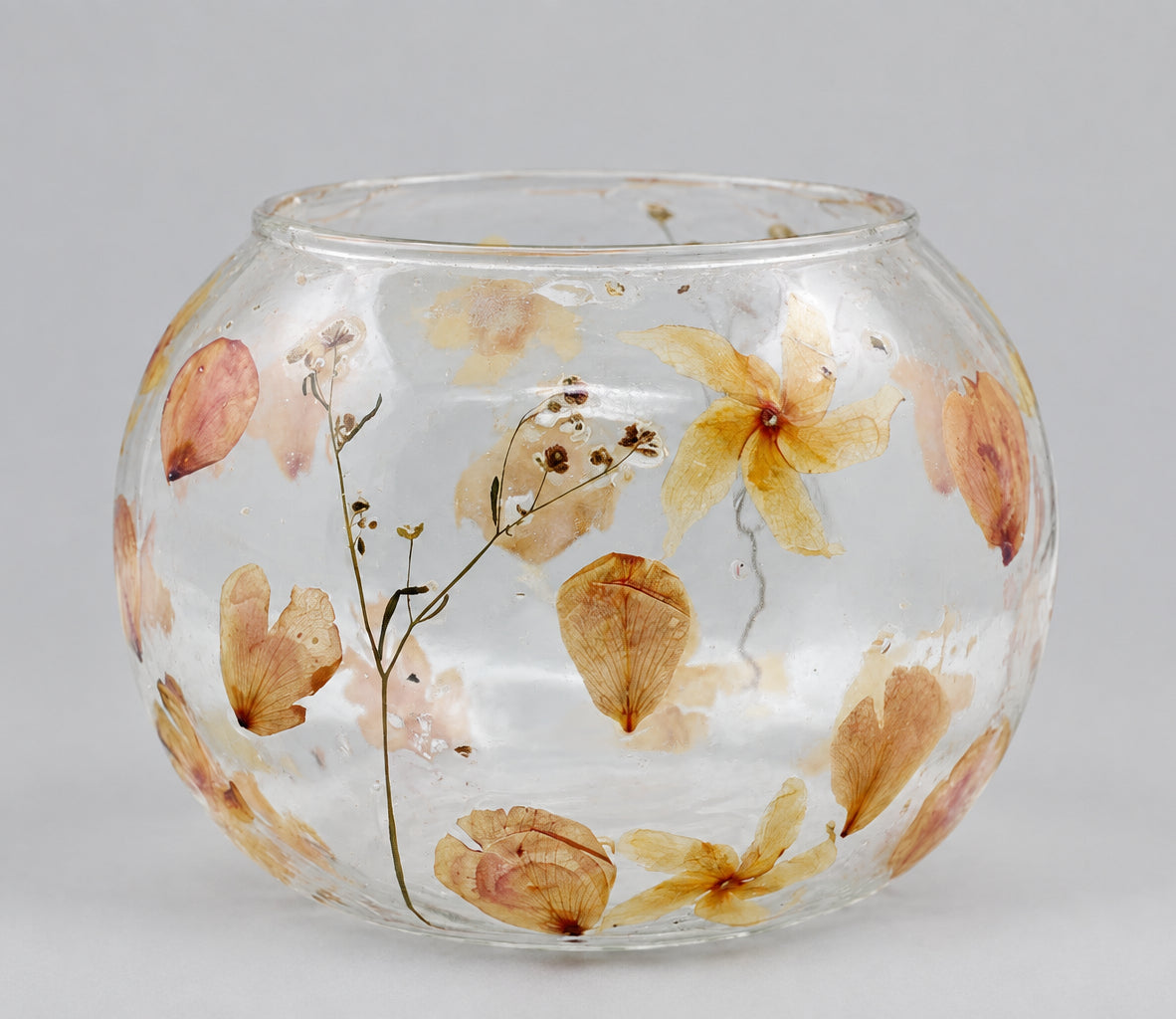 Natural Floral Glass - Large Bowl Candle Holder - Rosa - (12x13cm)