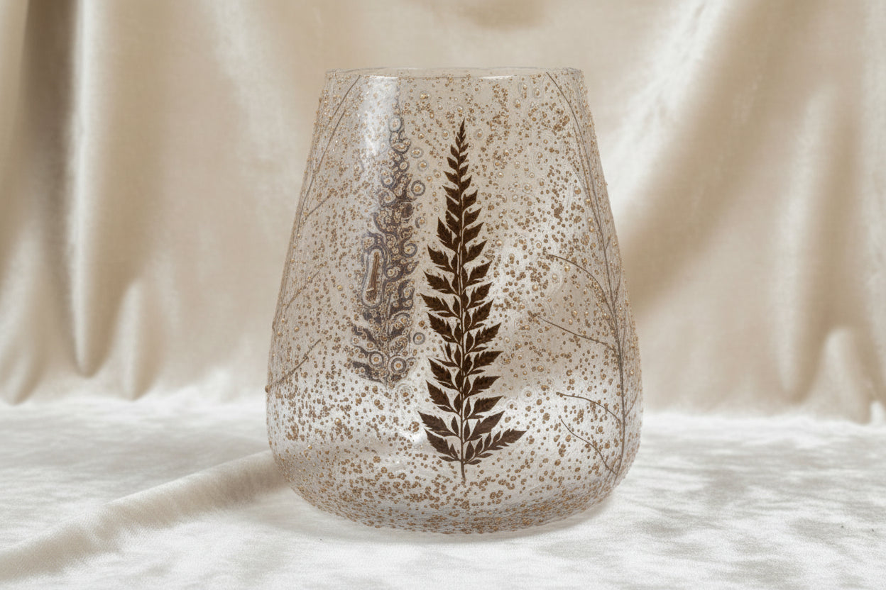 Natural Floral Glass - Large Bowl Candle Holder - Pino - (15x12cm)