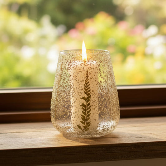 Natural Floral Glass - Large Bowl Candle Holder - Pino - (15x12cm)