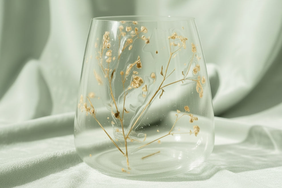 Natural Floral Glass - Vase Candle Holder - Margarita  - (12x11cm)