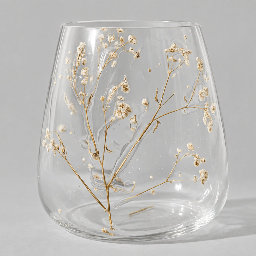 Natural Floral Glass - Vase Candle Holder - Margarita  - (12x11cm)