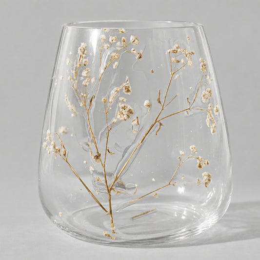 Natural Floral Glass - Vase Candle Holder - Margarita  - (12x11cm)