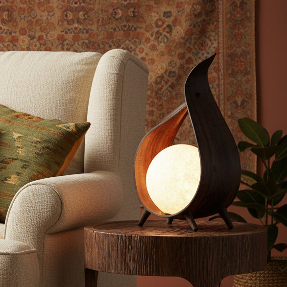 Natural Coconut Lamp - Chocolate Wrapover Twist