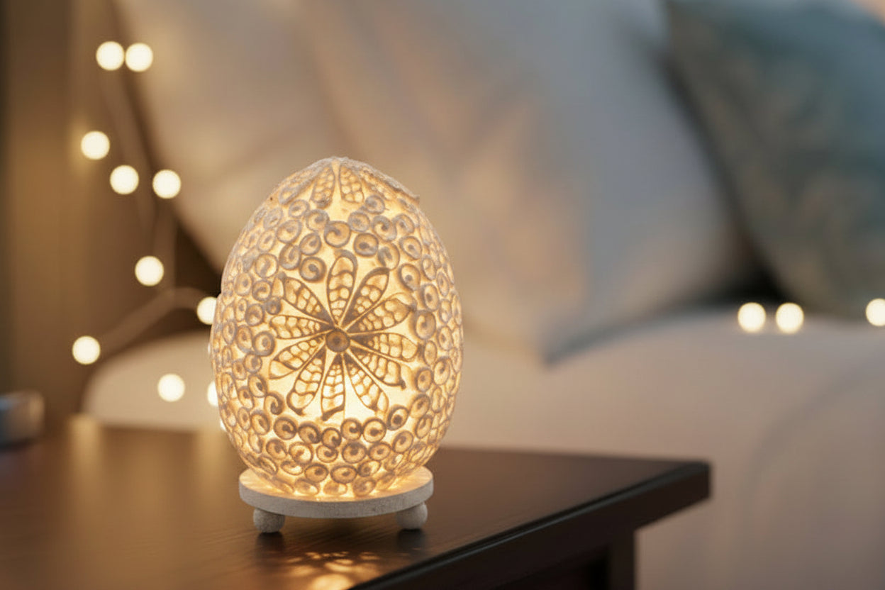 Boho Sea Shell Lamp - Cut Art Shell Oval - 15cm