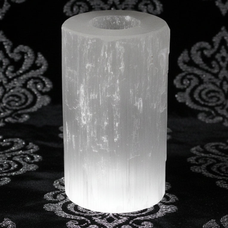 Selenite Cylinder Candle Holder - 15 cm