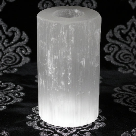 Selenite Cylinder Candle Holder - 15 cm