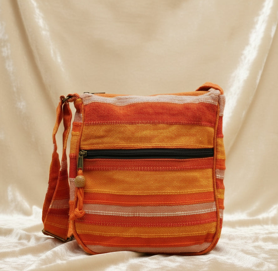 Lrg Nepal Sling Bag  (Adjustable Strap) -  Sunrise Orange