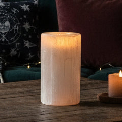 Selenite Cylinder Candle Holder - 15 cm