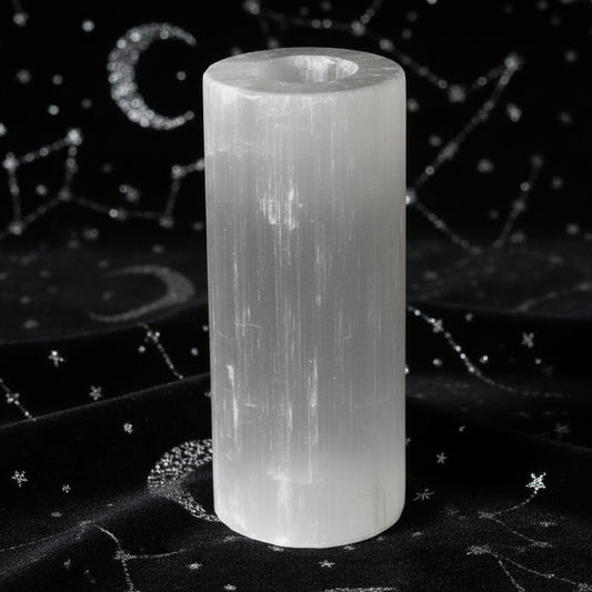 Selenite Cylinder Candle Holder - 20 cm