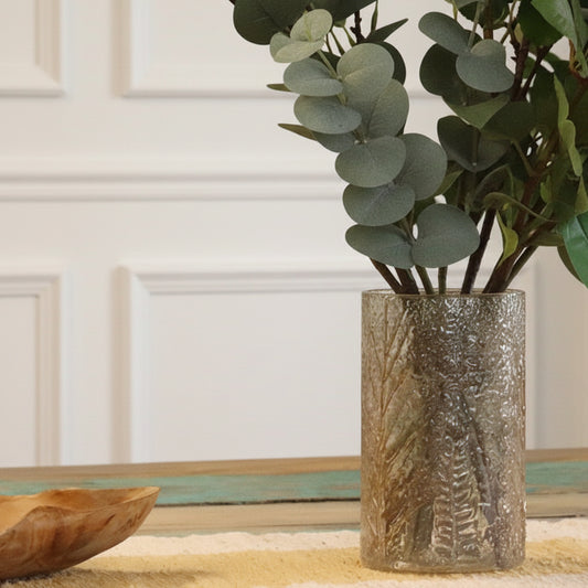 Natural Floral Glass - Tall Vase Candle Holder - Pino - (19x11cm)