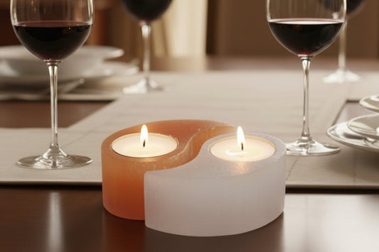 Selenite Yin Yang Candle Holder