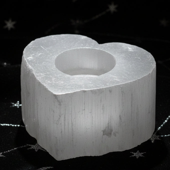 Selenite Heart Candle Holder