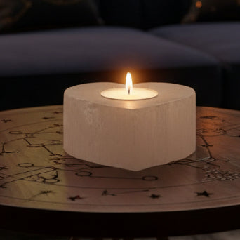 Selenite Heart Candle Holder