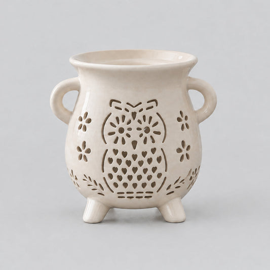 Cauldron Oil Burner - Owl - White